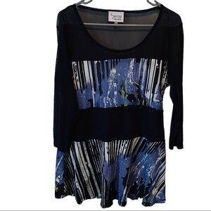 Vintage Lynn Ritchie XL sheet abstract print details long sleeve top.